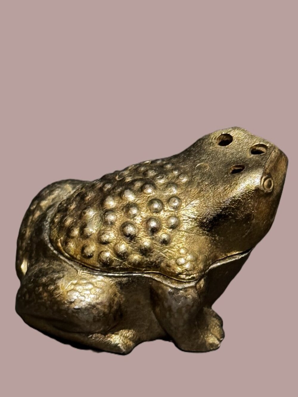 Japanese Brass Frog Lucky Toad Incense Censer Burner, Vintage Circa 1958-1968